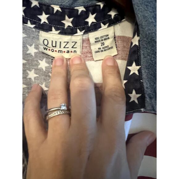 American USA Flag Shirt Vintage Cotton Chambray Patriot Size XXL 20 Button Down - Picture 3 of 8